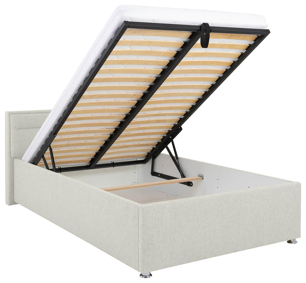 POLSTERBETT Matratze, Lattenrost, Bettkasten 120/200 cm  in Creme  - Creme, MODERN, Holz/Kunststoff (120/200cm) - MID.YOU