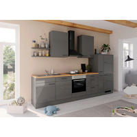 KÜCHENBLOCK 330 cm   in Dunkelgrau  - Dunkelgrau/Eichefarben, Design, Holzwerkstoff/Metall (330cm) - Impuls