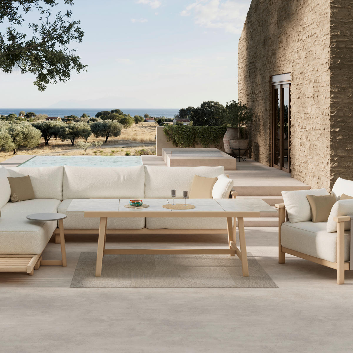 GARTENTISCH 240/102/74 cm Holz, Kunststoff rechteckig  - Hellgrau/Naturfarben, ROMANTIK / LANDHAUS, Holz/Kunststoff (240/102/74cm) - Dieter Knoll