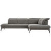 ECKSOFA inkl.Funktionen Grau Webstoff  - Schwarz/Grau, Design, Textil/Metall (293/197cm) - Stylife