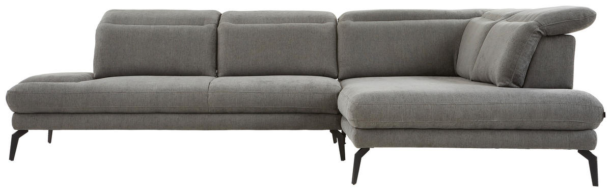 ECKSOFA in Webstoff Grau  - Schwarz/Grau, Design, Textil/Metall (293/197cm) - Stylife
