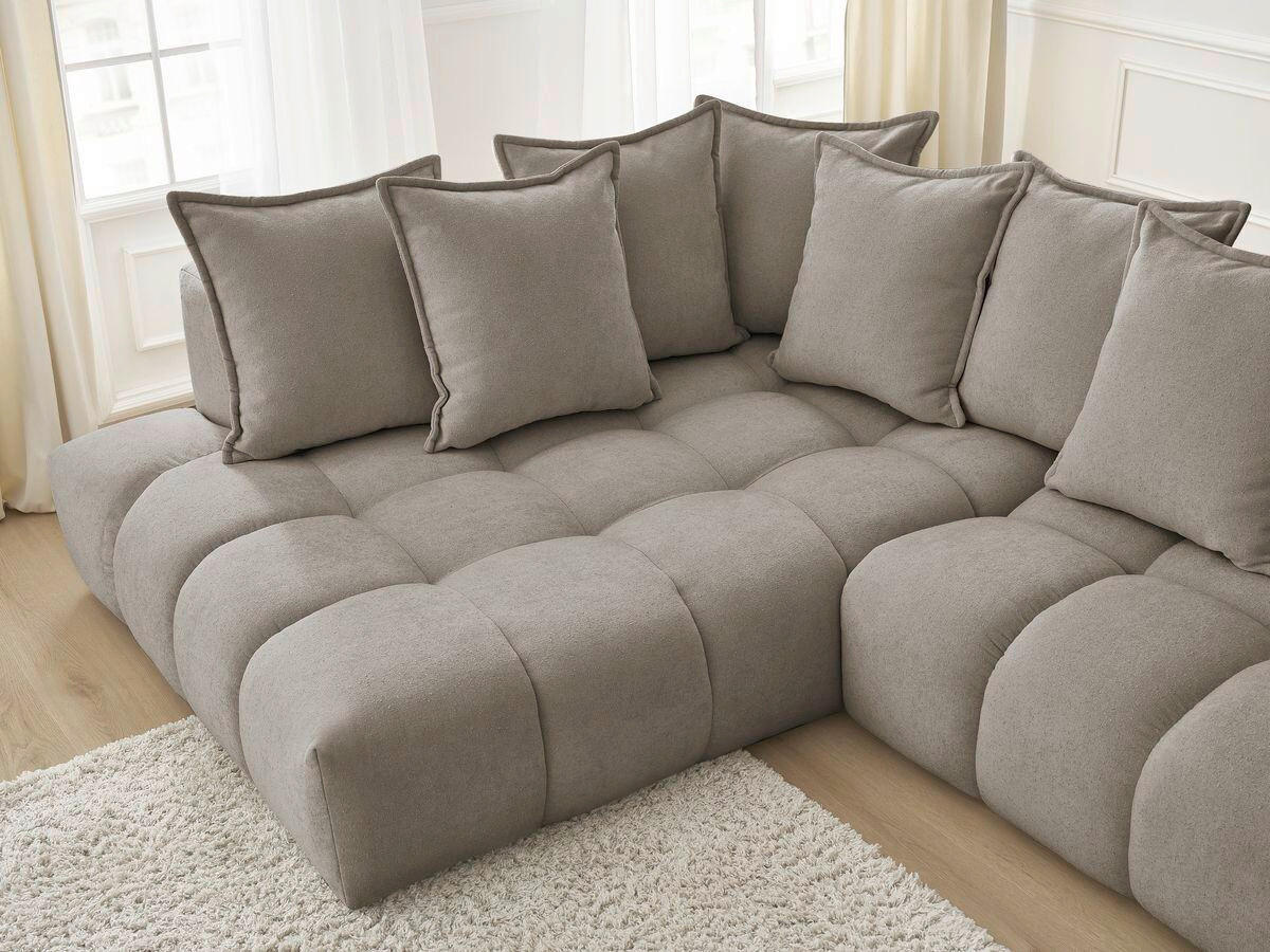 ECKSOFA Ottomane links  EVEREST Taupe Struktur  - Taupe/Schwarz, MODERN, Kunststoff/Textil (352/210cm) - Livetastic
