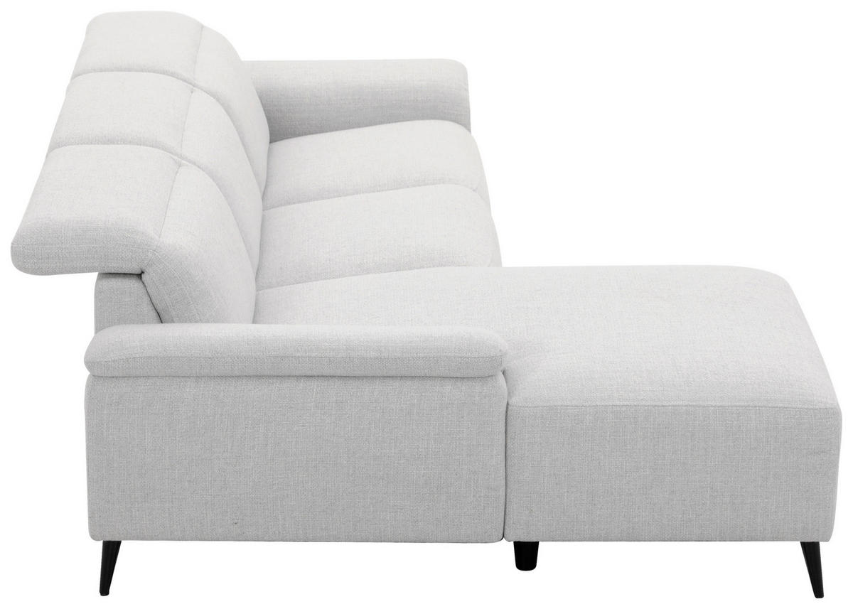 ECKSOFA inkl. Funktionen Hellgrau Leinenoptik  - Schwarzchrom/Hellgrau, Design, Holz/Kunststoff (171/270cm) - Xora