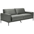 2,5-SITZER in Leder Grau  - Schwarz/Grau, Design, Leder/Metall (200/102/92cm) - Johann Jakob