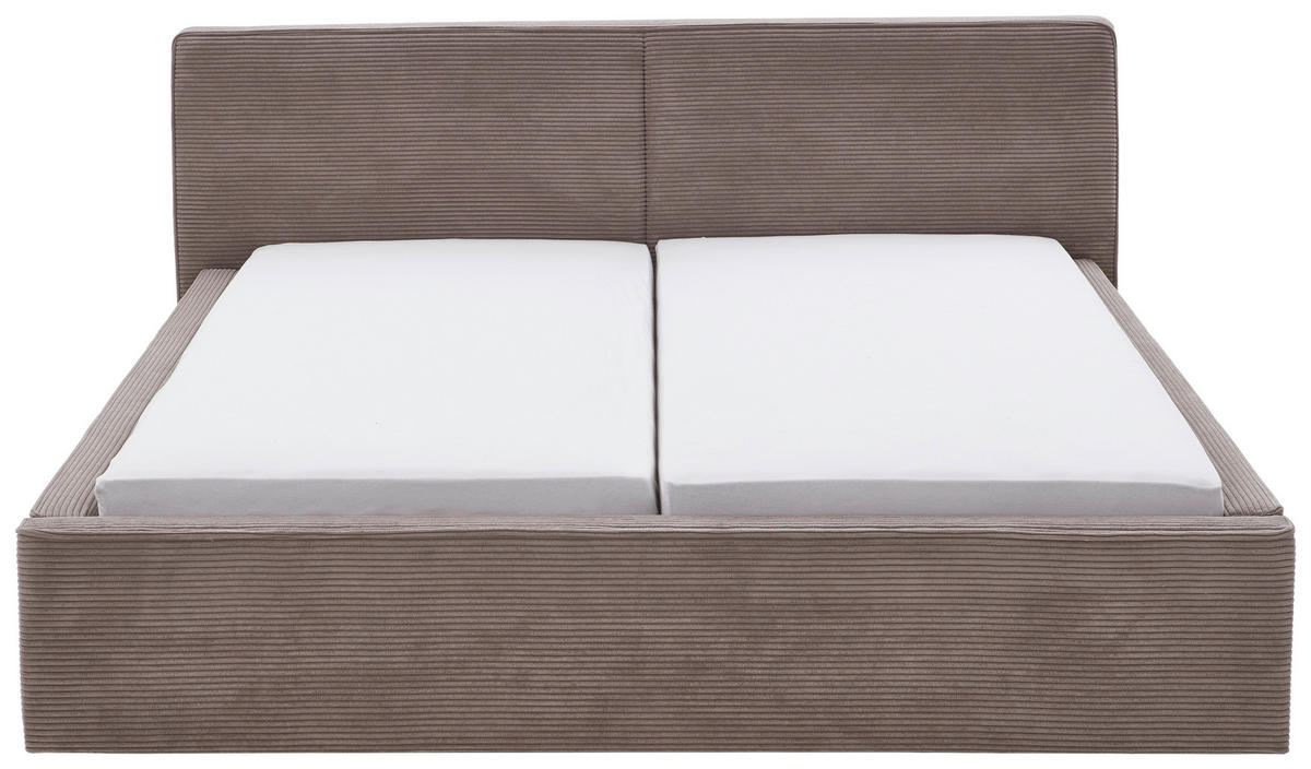 POLSTERBETT 180/200 cm  in Taupe  - Taupe/Birkefarben, Design, Holz/Textil (180/200cm) - Boxxx