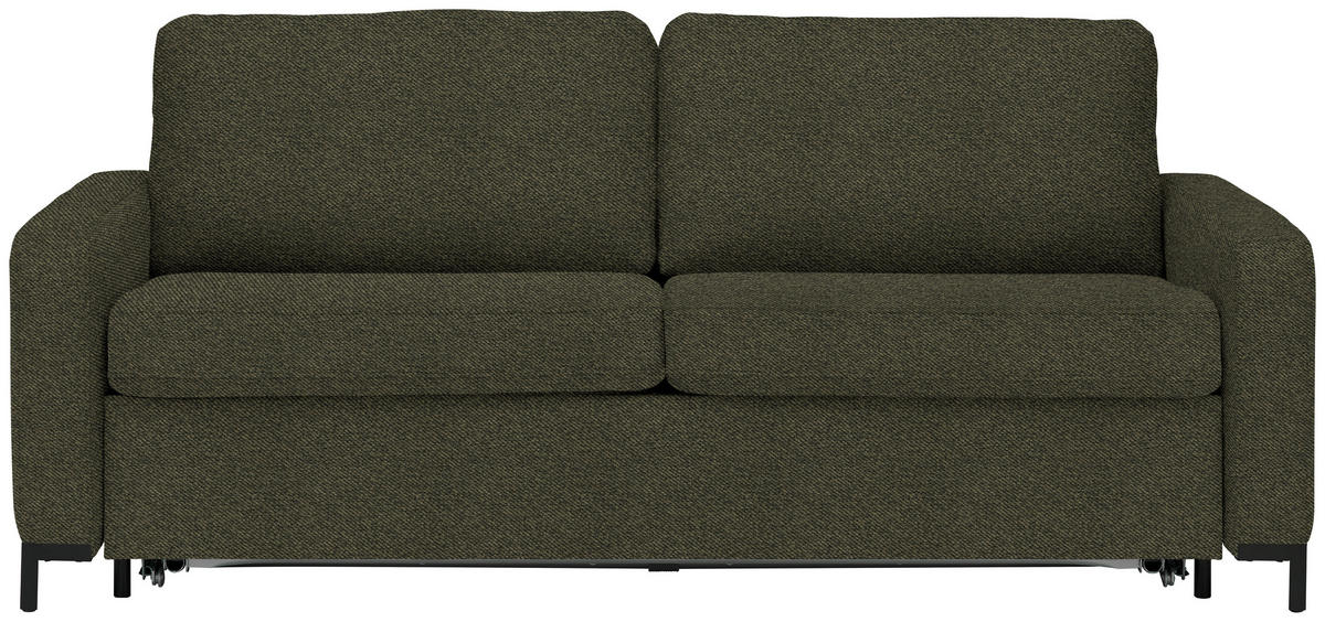 SCHLAFSOFA in Textil Dunkelgrün  - Dunkelgrün/Schwarz, Konventionell, Textil/Metall (187/84/97cm) - Welnova