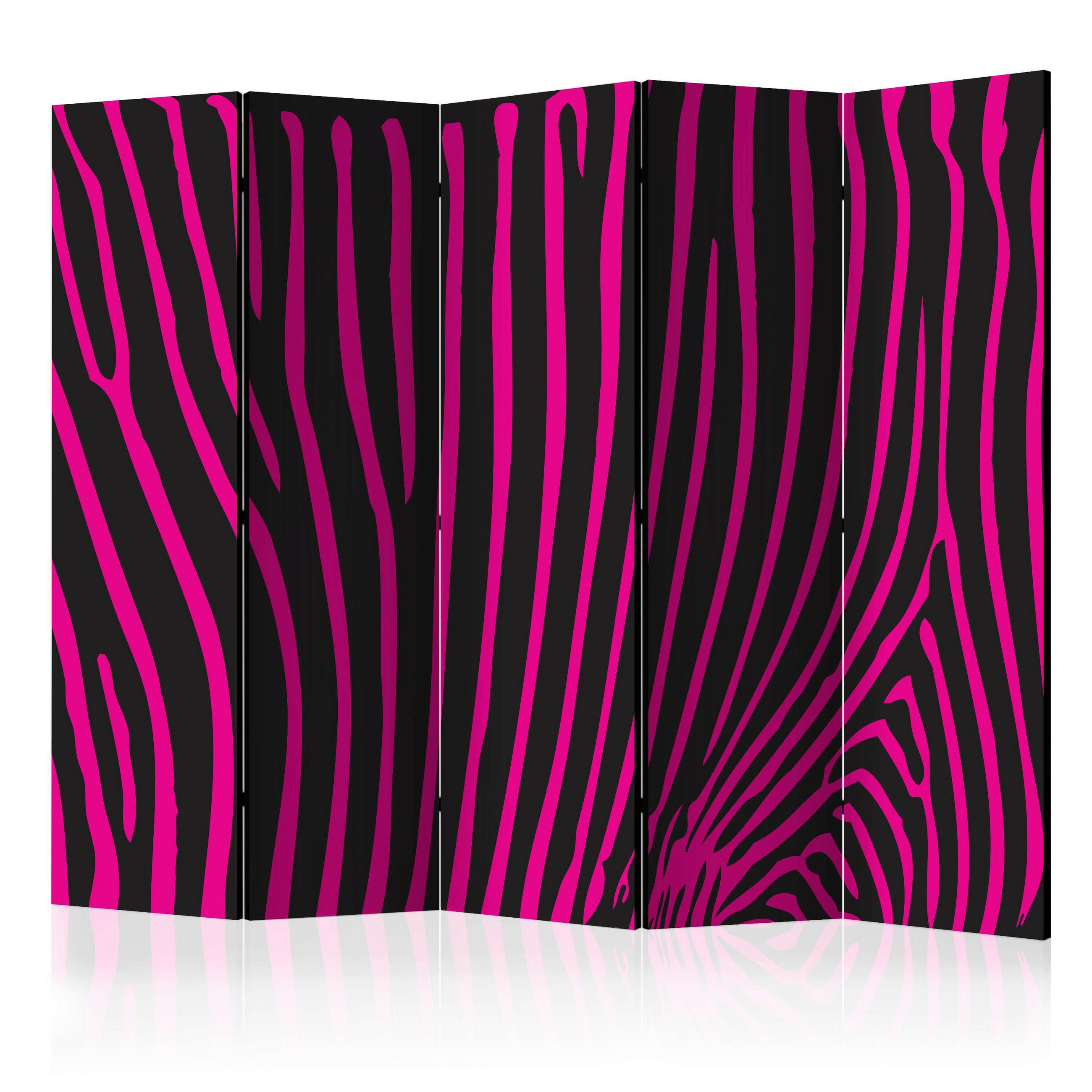 Paravent doppeltseitig mit 5  Flügel - Pink/Schwarz, Basics, Holz/Textil (225/172/2cm) - artgeist