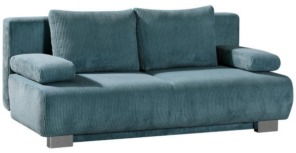 SCHLAFSOFA Rowan in Cord Türkis  - Türkis, KONVENTIONELL, Textil/Metall (196/89/94cm) - Novel