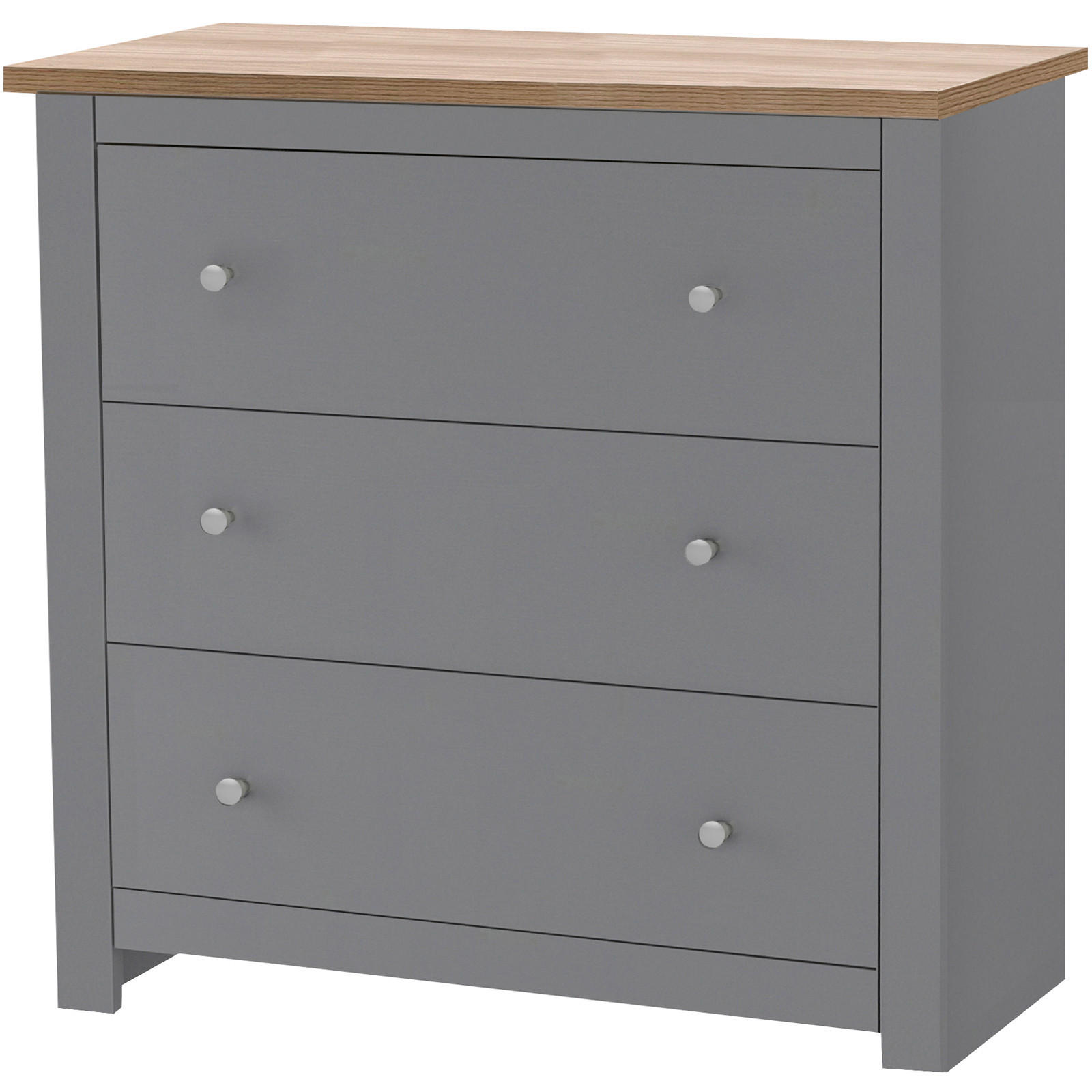 KOMMODE Emerald 3 Schublade(n)  - Silberfarben/Naturfarben, Design, Holzwerkstoff/Metall (79/81/35cm) - MID.YOU