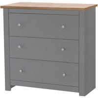 KOMMODE Emerald 3 Schublade(n)  - Silberfarben/Naturfarben, Design, Holzwerkstoff/Metall (79/81/35cm) - MID.YOU