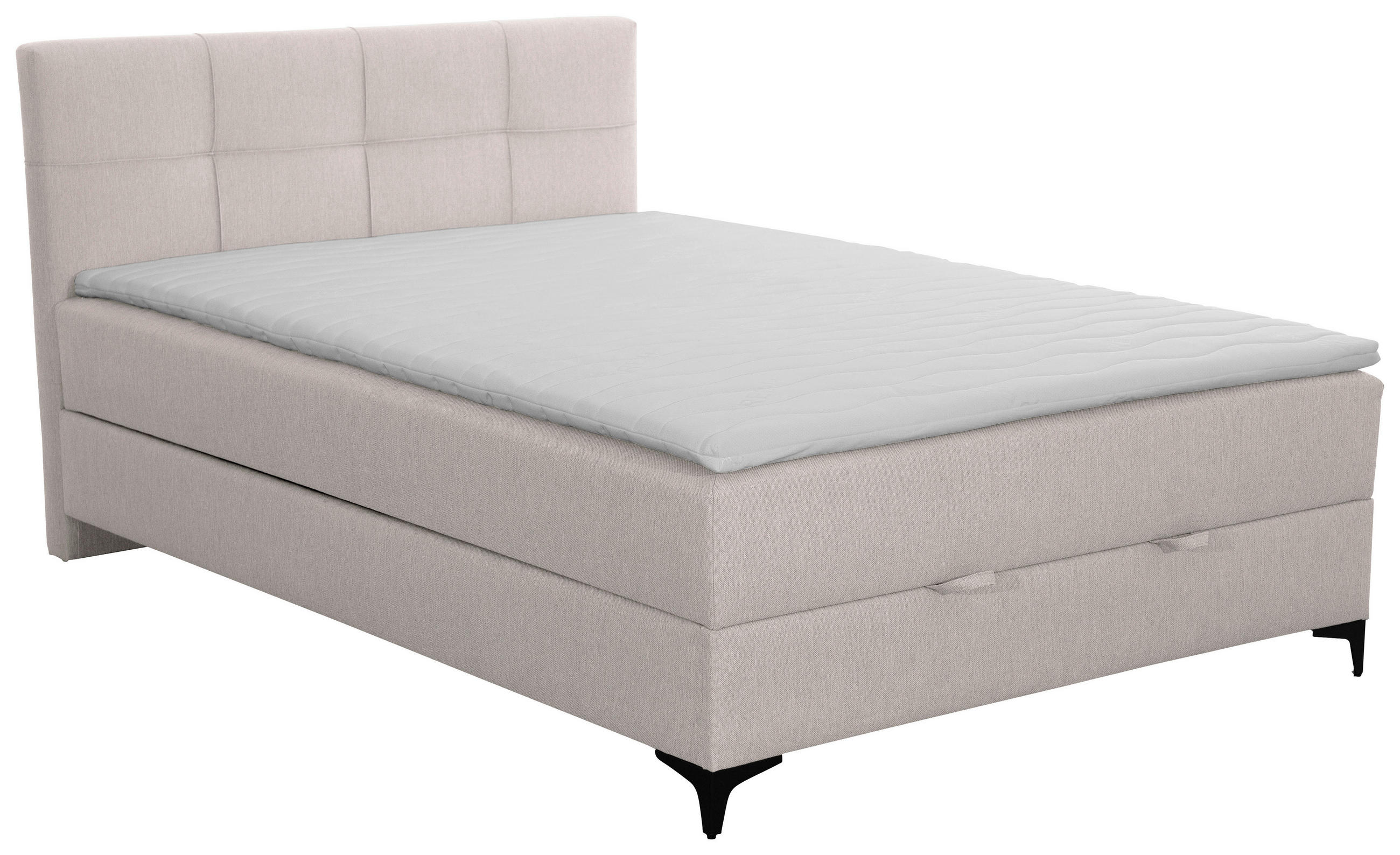 POLSTERBETT Bettkasten, Topper 140/200 cm  in Beige  - Beige/Schwarz, KONVENTIONELL, Textil/Metall (140/200cm) - MID.YOU