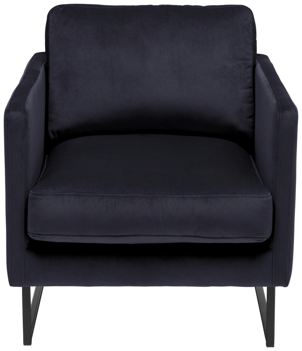 SESSEL in Samt Schwarz  - Schwarz, Design, Textil/Metall (72/78/84cm) - Carryhome