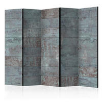 PARAVENT mit 5  Flügel - Türkis/Grau, Basics, Holz/Textil (225/172/3cm) - artgeist
