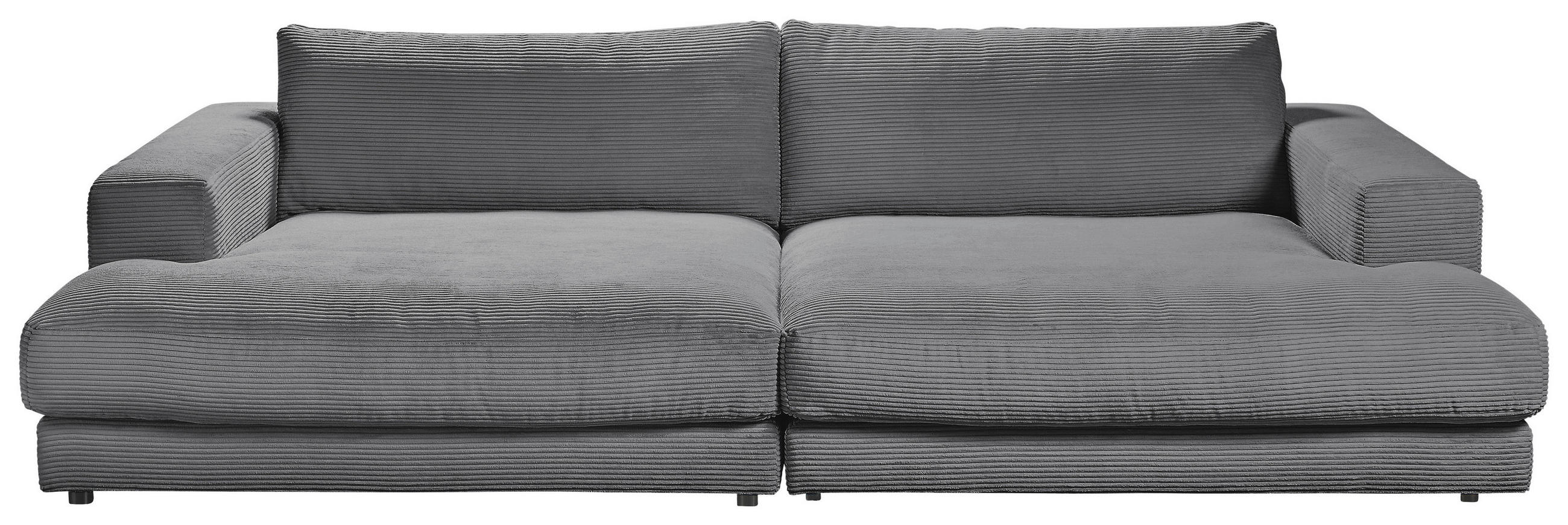 MEGASOFA Cord Dunkelgrau  - Dunkelgrau/Schwarz, Design, Kunststoff/Textil (290/86/170cm) - Pure Home Lifestyle