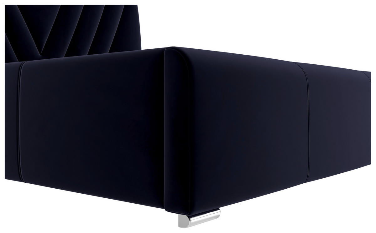 POLSTERBETT Lattenrost, Bettkasten 140/200 cm  in Dunkelblau  - Chromfarben/Bronzefarben, KONVENTIONELL, Holz/Kunststoff (140/200cm) - Boxxx