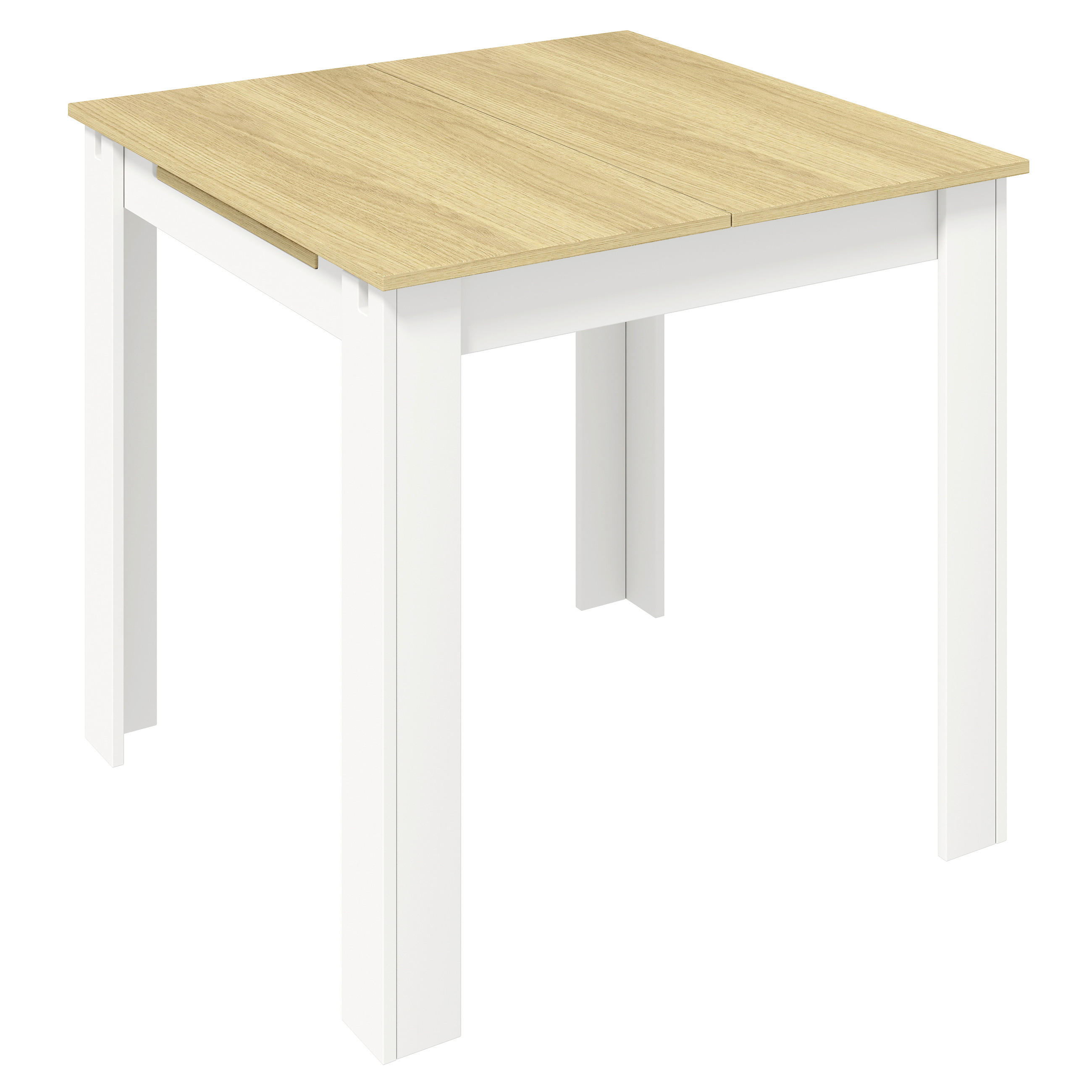 ESSTISCH Nachbildung  Holzwerkstoff ausziehbar rechteckig Weiß, Honigeiche  - Honigeiche/Weiß, MODERN, Holzwerkstoff (80/75/80cm) - MID.YOU