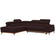 ECKSOFA in Webstoff Braun  226/282 cm  - Schwarz/Braun, Natur, Holz/Textil (226/282cm) - Novel