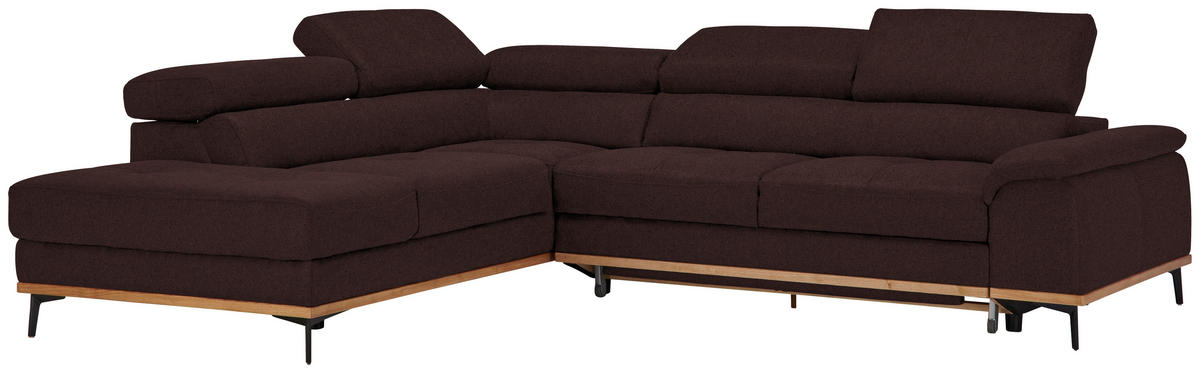 ECKSOFA Braun Webstoff  - Schwarz/Braun, Natur, Holz/Textil (226/282cm) - Novel