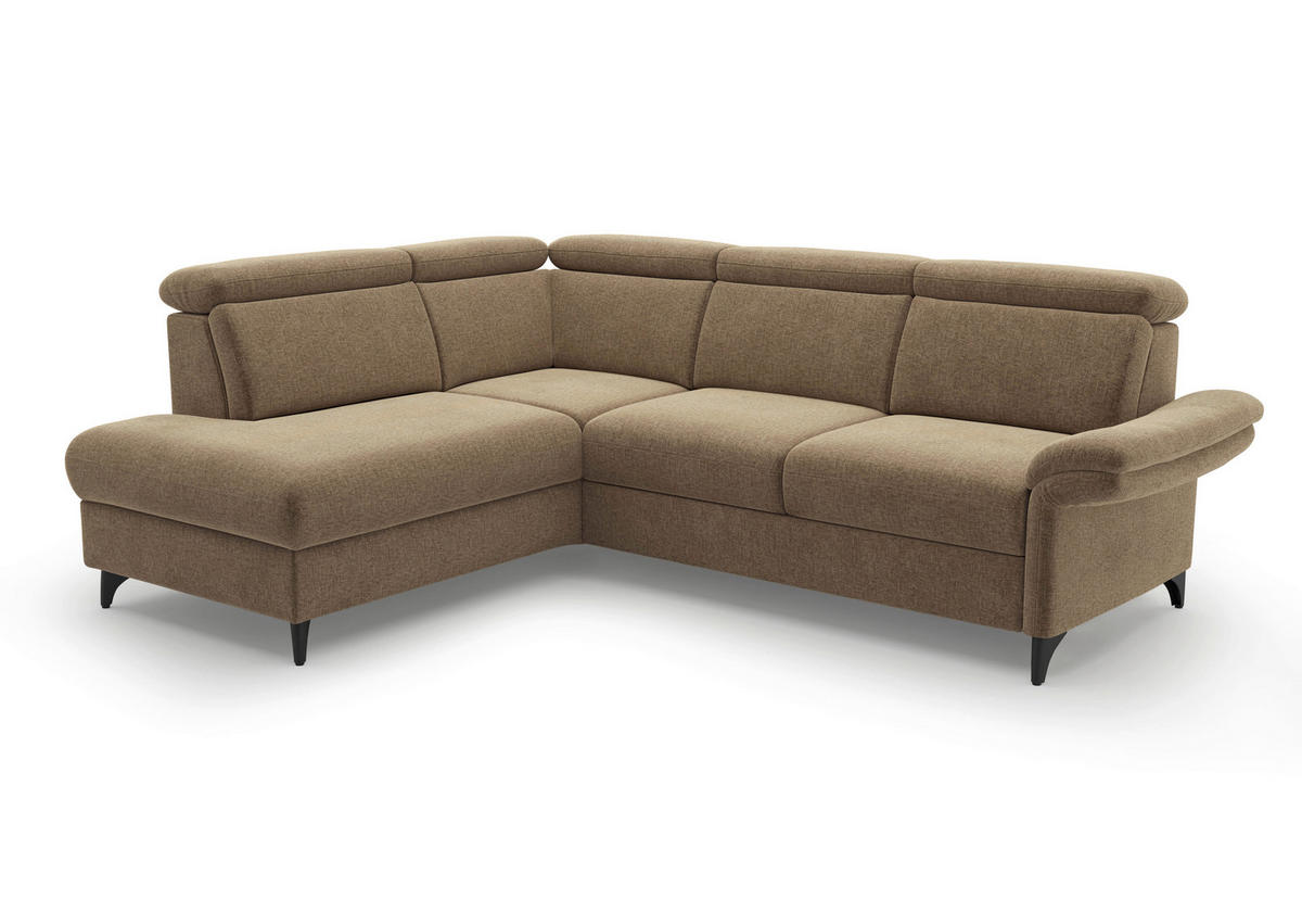 ECKSOFA Flachgewebe Hellbraun  - Hellbraun/Schwarz, Konventionell, Textil/Metall (193/247cm) - Sit & More