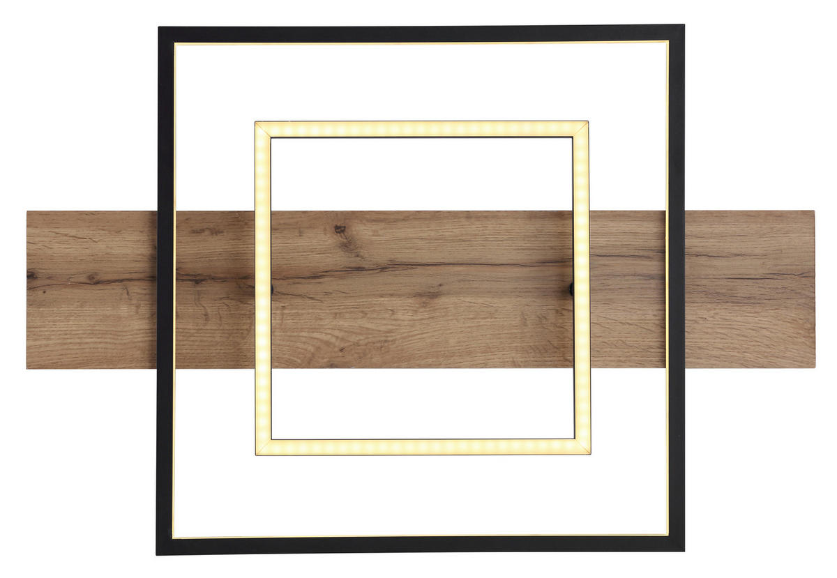 DECKENLEUCHTE 24 W    60/40/10 cm  - Opal/Schwarz, Trend, Holzwerkstoff/Kunststoff (60/40/10cm) - Globo