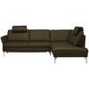ECKSOFA in Echtleder Dunkelgrün  - Dunkelgrün/Alufarben, Konventionell, Leder/Metall (284/220cm) - Beldomo Premium