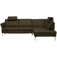 ECKSOFA in Echtleder Dunkelgrün  - Dunkelgrün/Alufarben, Konventionell, Leder/Metall (284/220cm) - Beldomo Premium