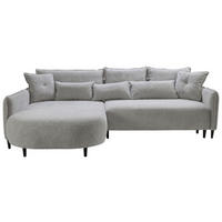 ECKSOFA in Chenille Hellgrau  - Hellgrau/Schwarz, Modern, Textil/Metall (200/285cm) - MID.YOU