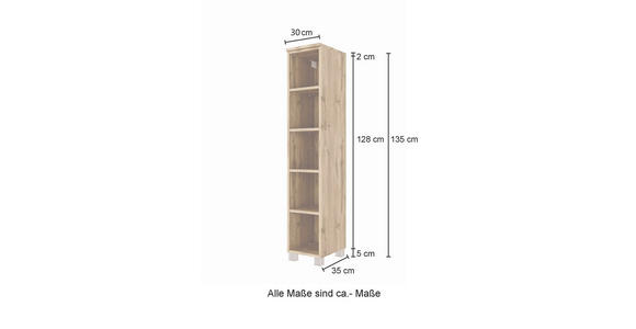BADEZIMMERREGAL 30/130/35 cm  - Eiche Wotan, Natur, Holzwerkstoff (30/130/35cm) - Xora