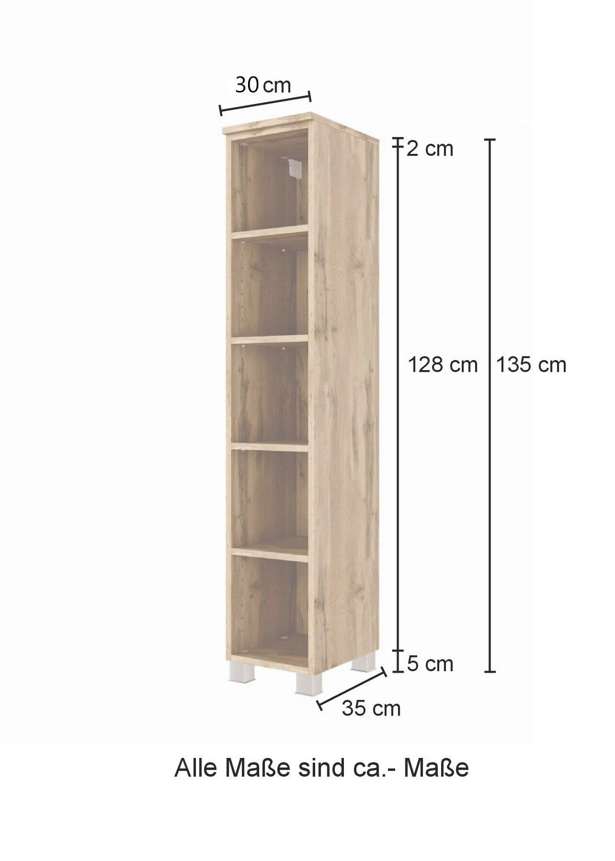 BADEZIMMERREGAL 30/130/35 cm  - Silberfarben/Graphitfarben, Natur, Holzwerkstoff/Kunststoff (30/130/35cm) - Xora