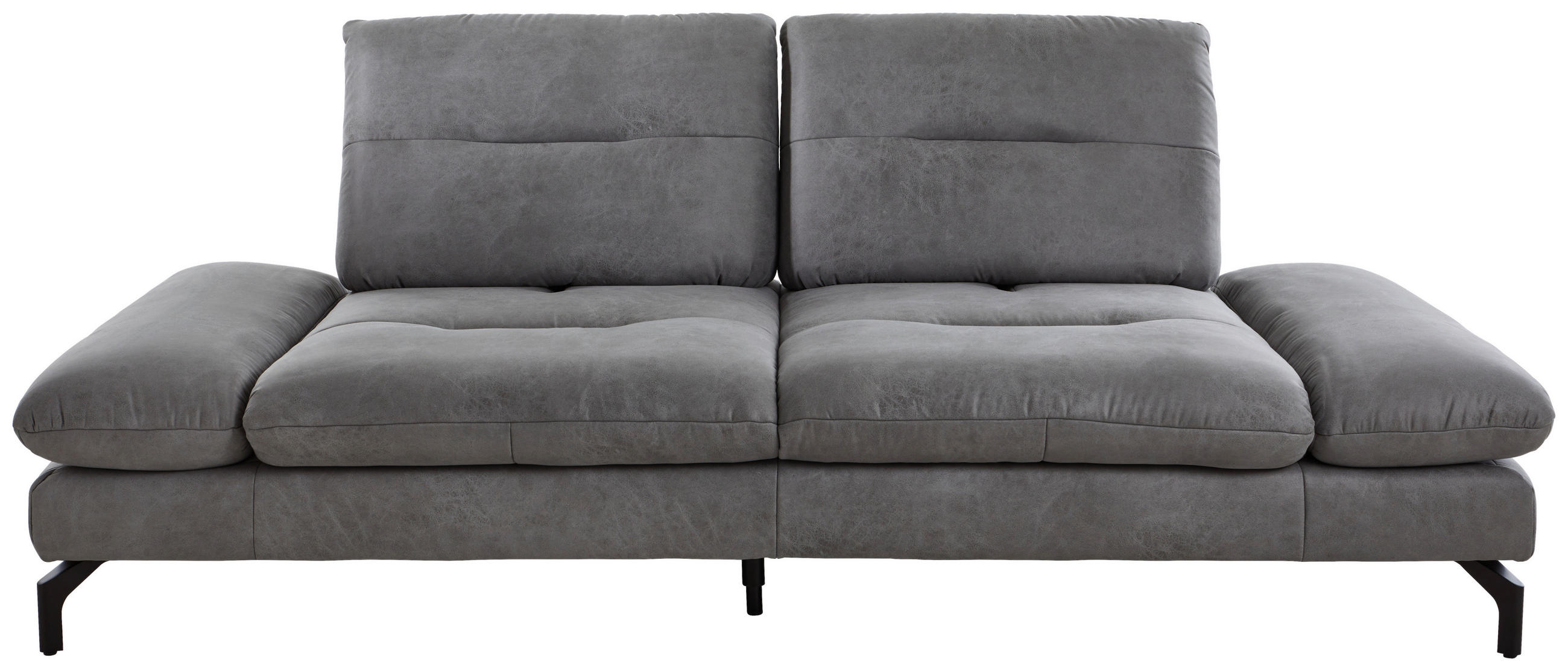 2,5-SITZER Mikrofaser Grau  - Schwarz/Grau, Konventionell, Textil/Metall (226/90/105cm) - MID.YOU