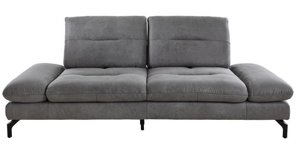 2,5-SITZER Mikrofaser Grau  - Schwarz/Grau, KONVENTIONELL, Textil/Metall (226/90/105cm) - Carryhome