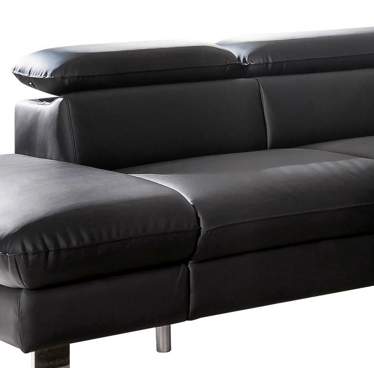 WOHNLANDSCHAFT in Lederlook Schwarz  - Chromfarben/Schwarz, MODERN, Textil/Metall (214/266cm) - MID.YOU