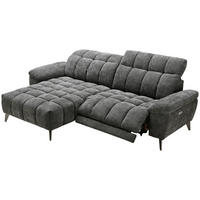 ECKSOFA Dunkelgrau Chenille  - Dunkelgrau/Silberfarben, Design, Textil/Metall (105-178/266cm) - Xora