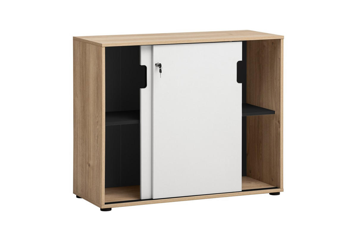 AKTENSCHRANK Weiß, Eichefarben  - Eichefarben/Weiß, MODERN, Holzwerkstoff (100,1/83,6/41cm) - MID.YOU