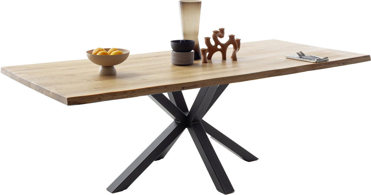 ESSTISCH in Holz 200/100/76 cm  - Wildeiche/Schwarz, Konventionell, Holz/Metall (200/100/76cm) - Valdera
