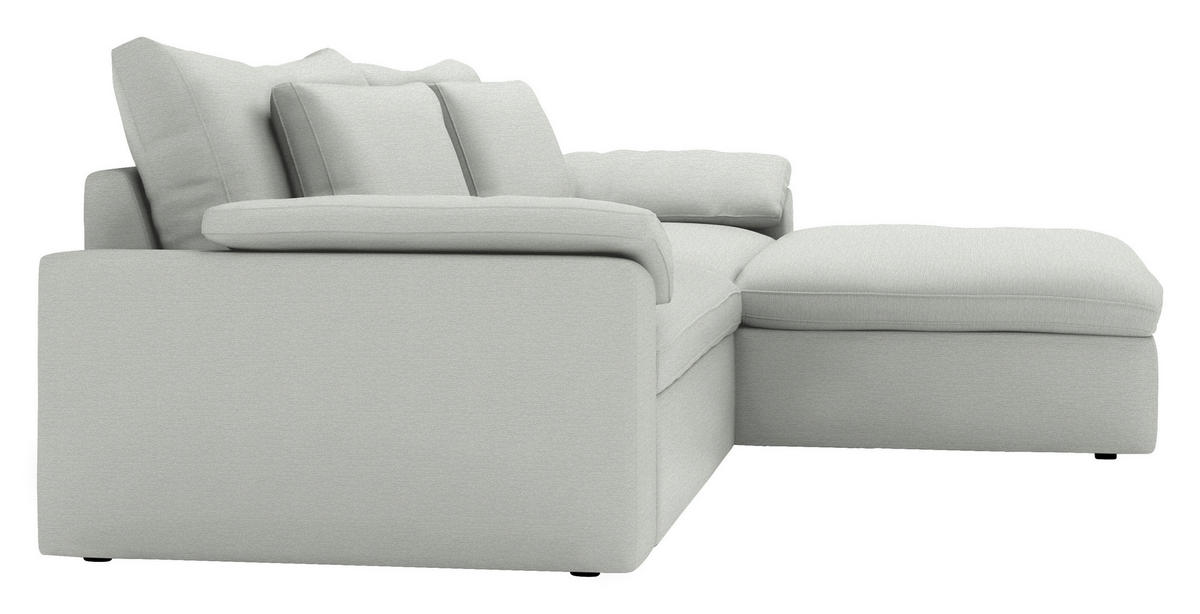 ECKSOFA 306/198 cm  in Chenille Silberfarben Rückenkissen, Nierenkissen, Armlehnenkissen, Rücken echt  306/198 cm  - Silberfarben/Schwarz, MODERN, Kunststoff/Textil (306/198cm) - Carryhome