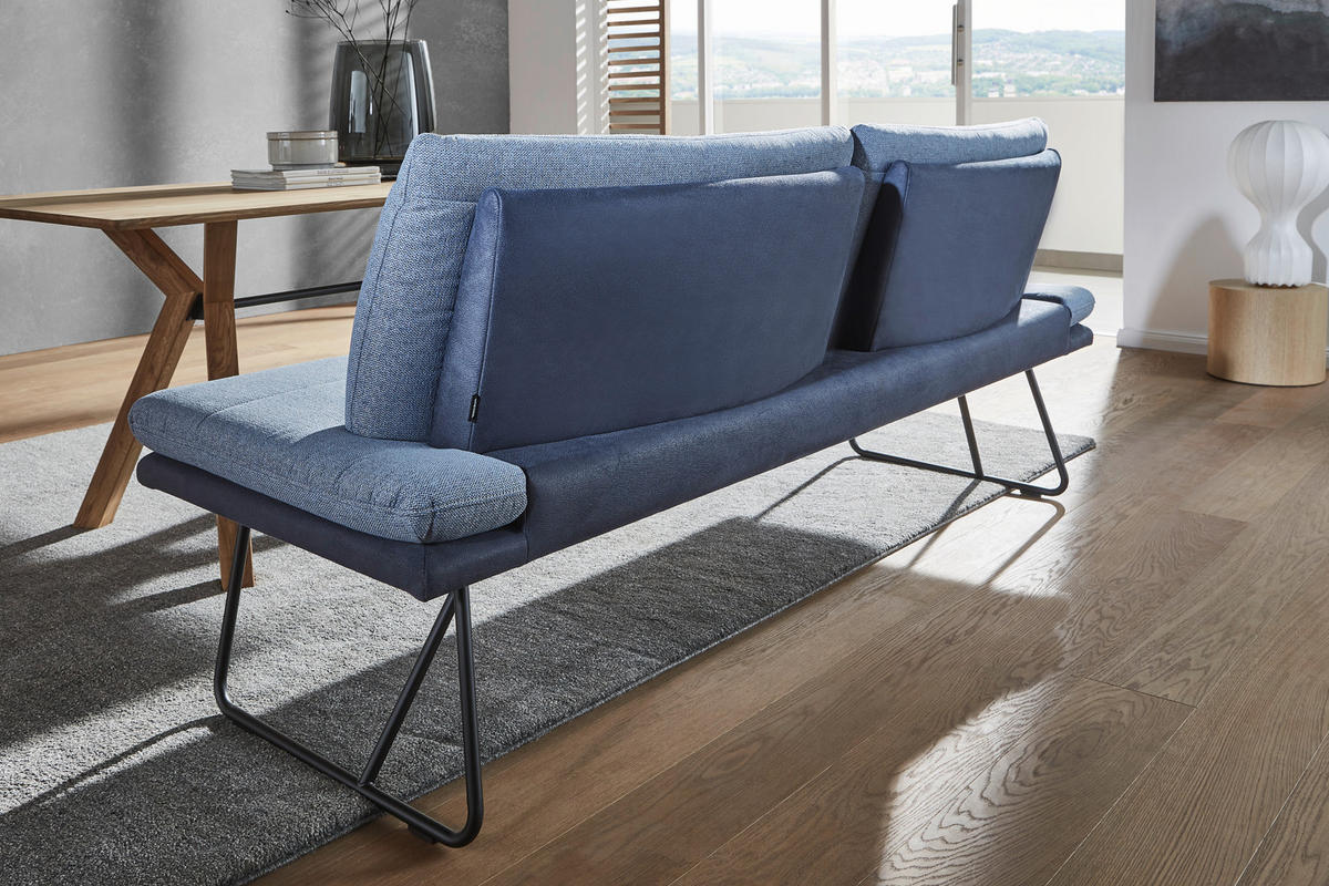SITZBANK 208/90/74 cm Flachgewebe Anthrazit, Blau, Schwarz Metall  - Blau/Anthrazit, Design, Textil/Metall (208/90/74cm) - Dieter Knoll