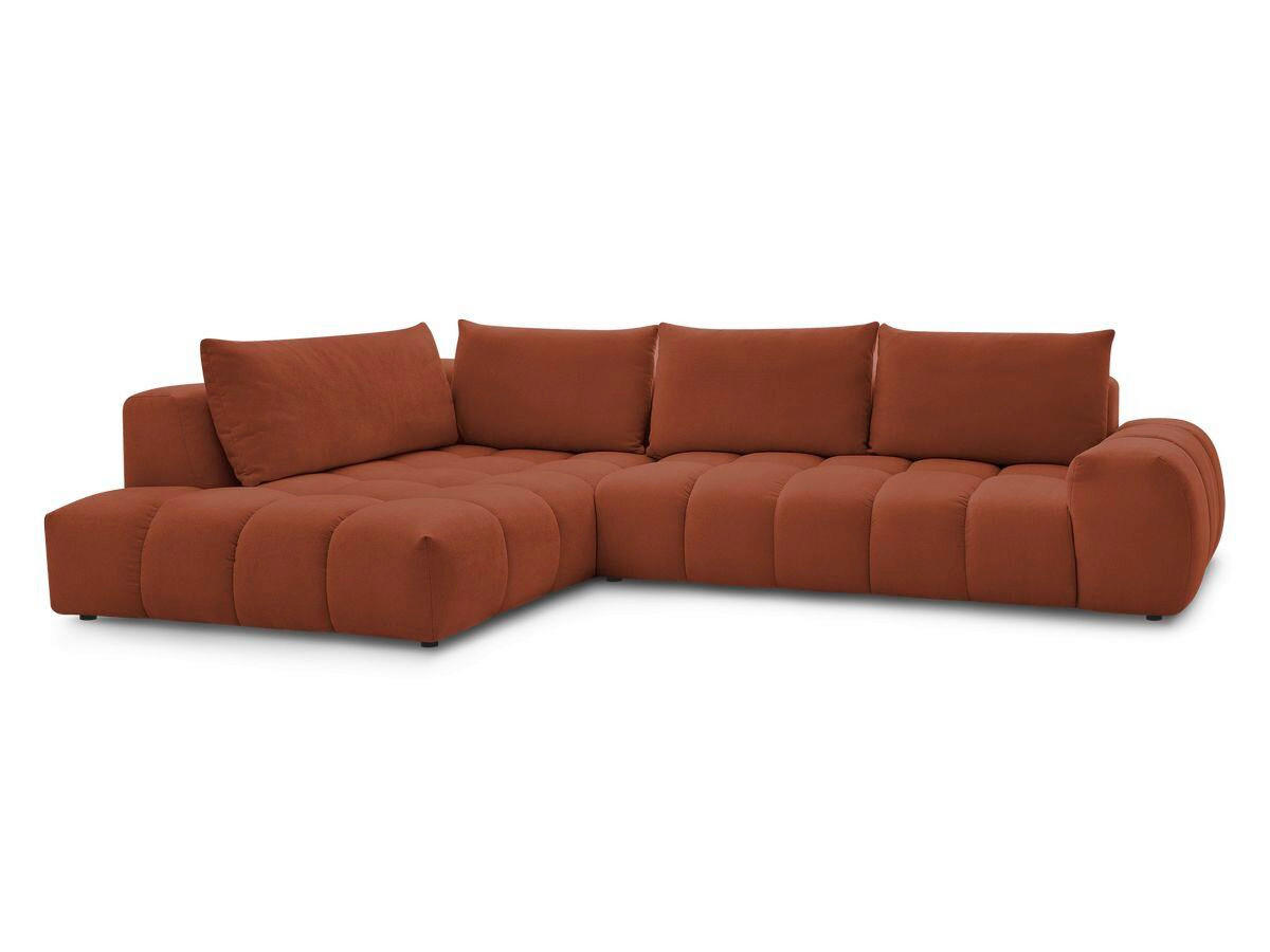 ECKSOFA Ottomane links  EVEREST Orange Struktur  - Schwarz/Orange, MODERN, Kunststoff/Textil (210/352cm) - Livetastic