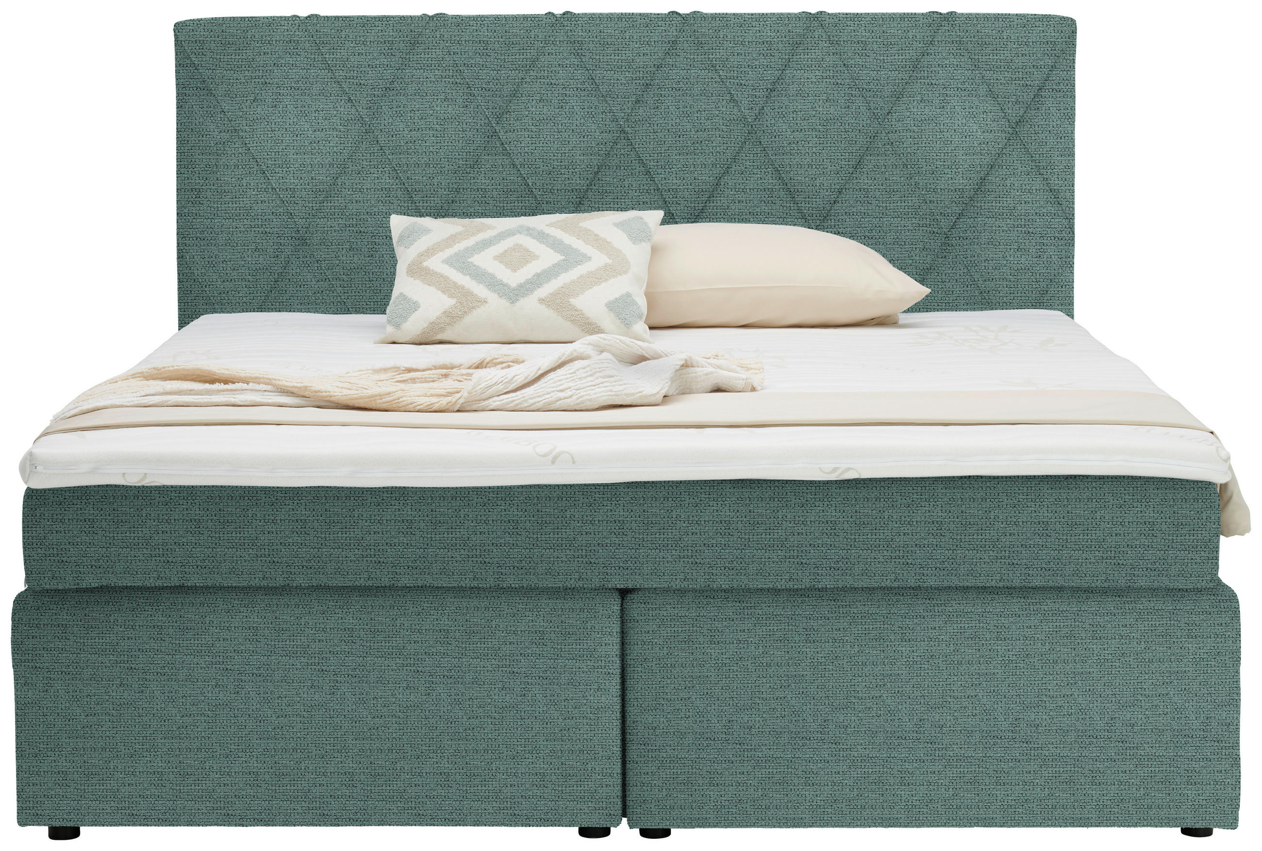 BOXSPRINGBETT 180/200 cm  in Türkis  - Türkis/Schwarz, Design, Kunststoff/Textil (180/200cm) - Xora