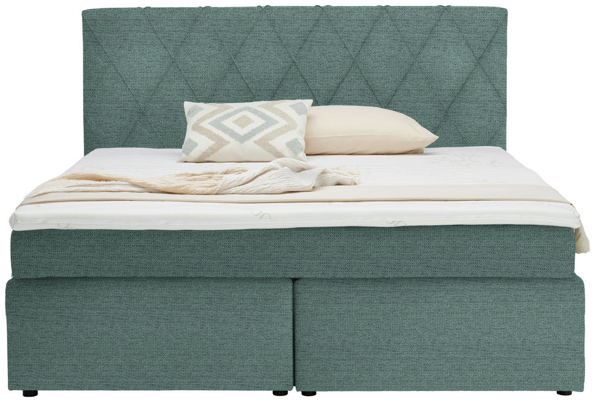 BOXSPRINGBETT 160/200 cm  in Türkis  - Türkis/Schwarz, Design, Holzwerkstoff/Kunststoff (160/200cm) - Xora