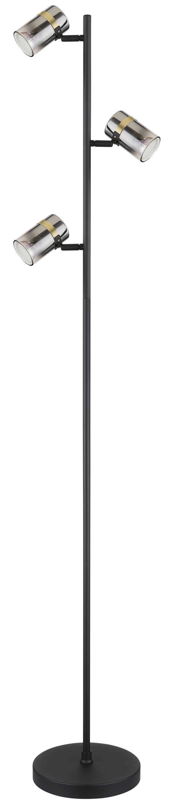 STEHLEUCHTE - Messingfarben/Schwarz, Design, Glas/Kunststoff (23/154cm) - Globo
