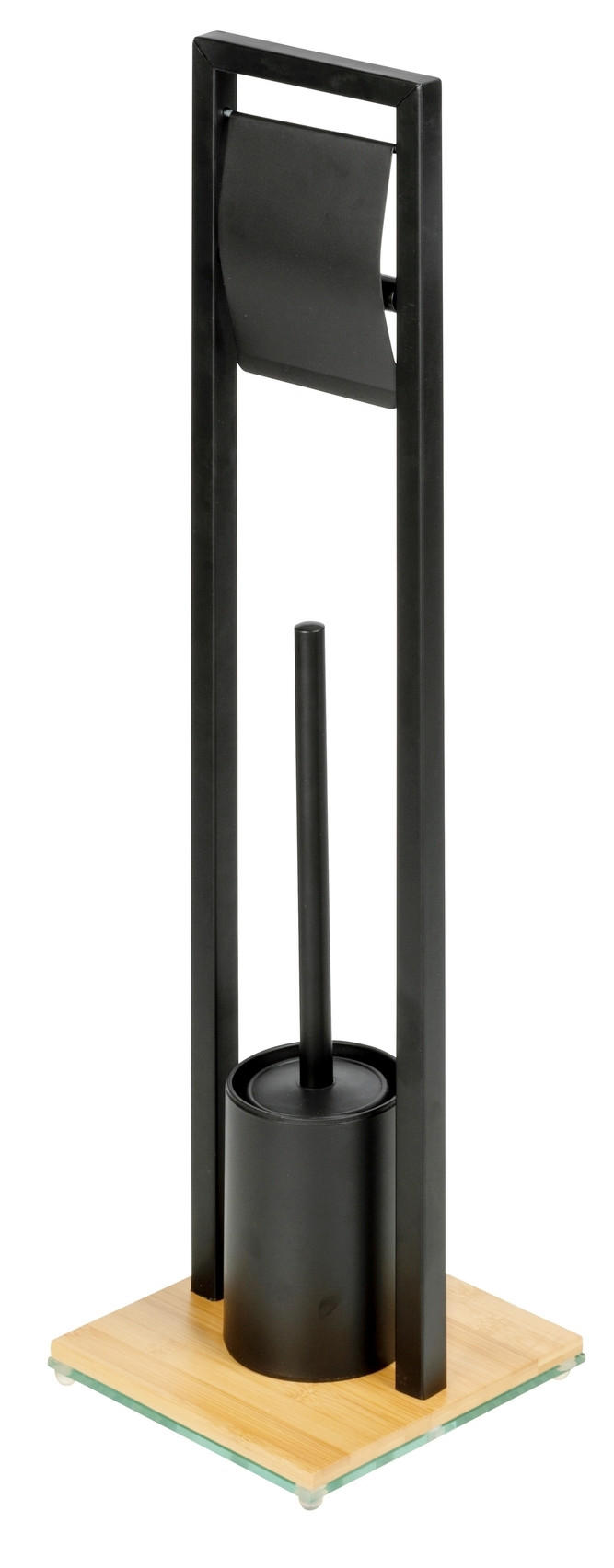 WC-BÜRSTENKOMBINATION in Holz, Metall    - Schwarz/Braun, Basics, Holz/Metall (10/69/19cm) - Wenko