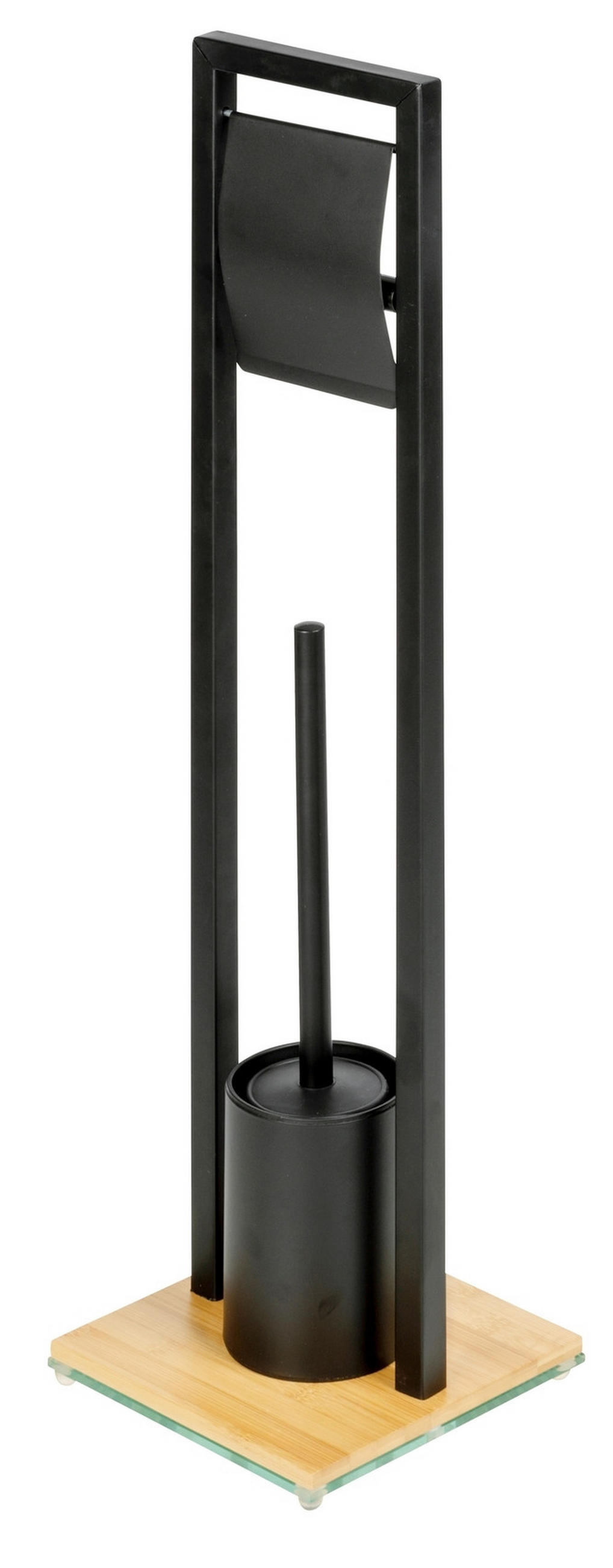 WC-BÜRSTENKOMBINATION in Holz, Metall    - Schwarz/Braun, Basics, Holz/Metall (10/69/19cm) - Wenko