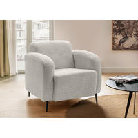 SESSEL in Bouclé Weiss  - Weiss/Schwarz, Modern, Textil/Metall (85/76/90cm) - Livetastic