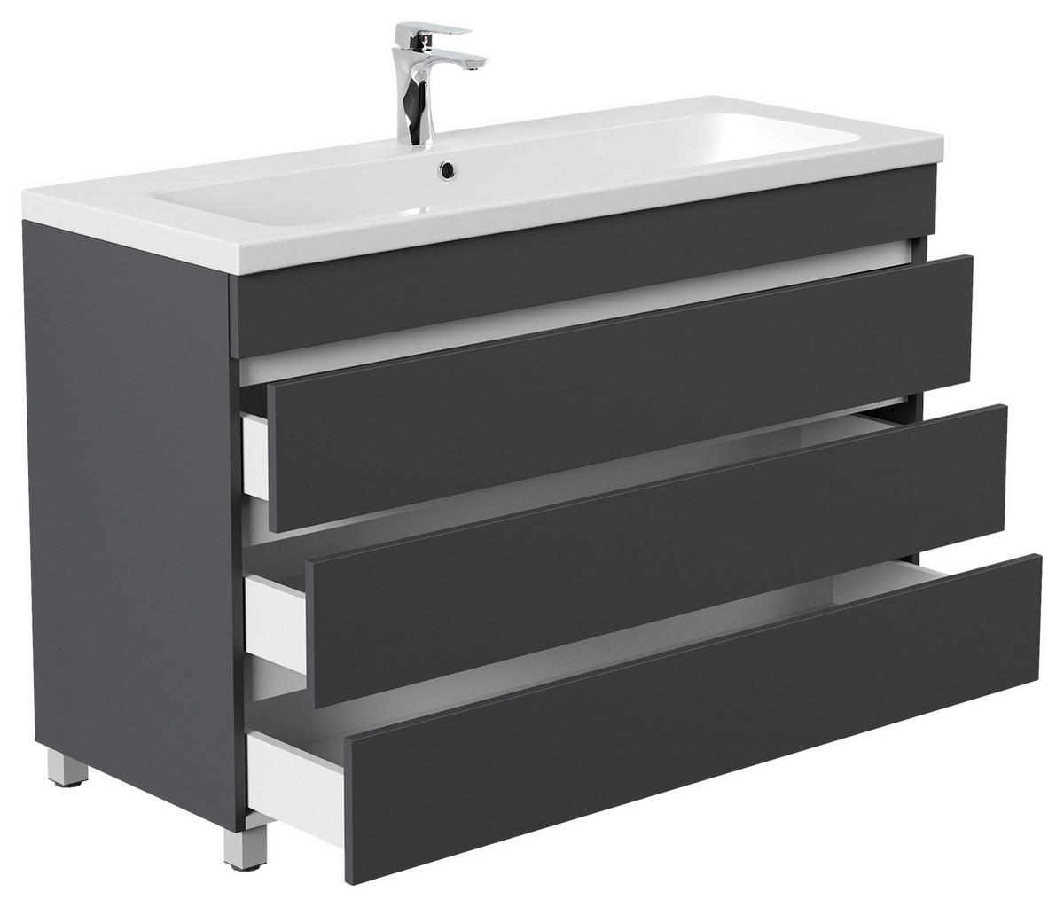 WASCHTISCHKOMBI 120 cm  - Graphitfarben/Weiß, Basics, Holzwerkstoff/Stein (120cm) - MID.YOU