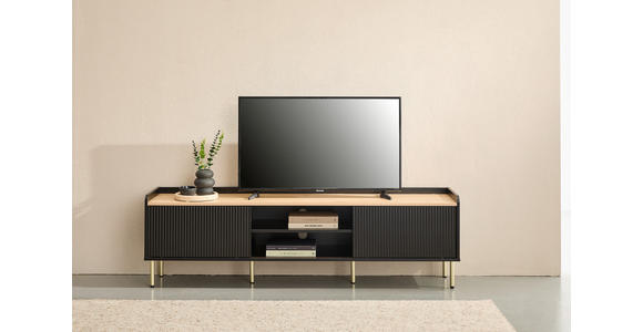 LOWBOARD SNOW 180/54/40 cm  Beimöbel erhältlich, stehend  - Eichefarben/Schwarz, Design, Holzwerkstoff/Metall (180/54/40cm) - Xora