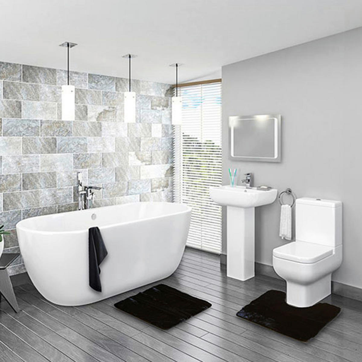 FÜRDŐSZOBASZŐNYEG   fekete   - fekete, Basics, textil (60/2/60cm)