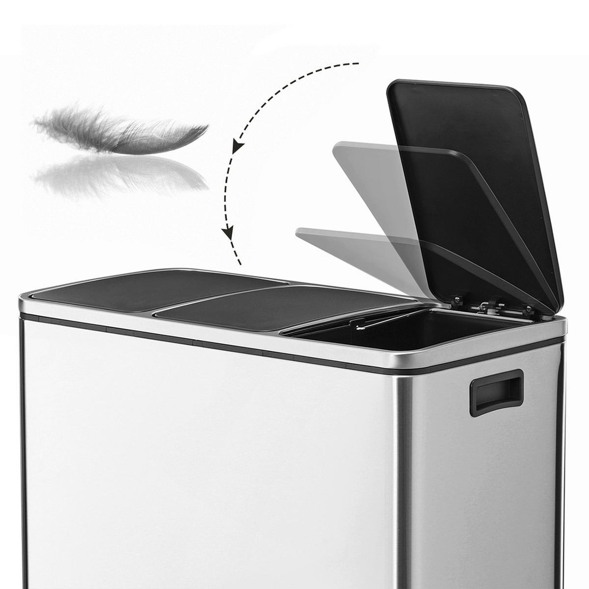ABFALLSAMMLER 54 l  Metall, Kunststoff  - Edelstahlfarben/Schwarz, Basics, Kunststoff/Metall (61/55,5/31,5cm)