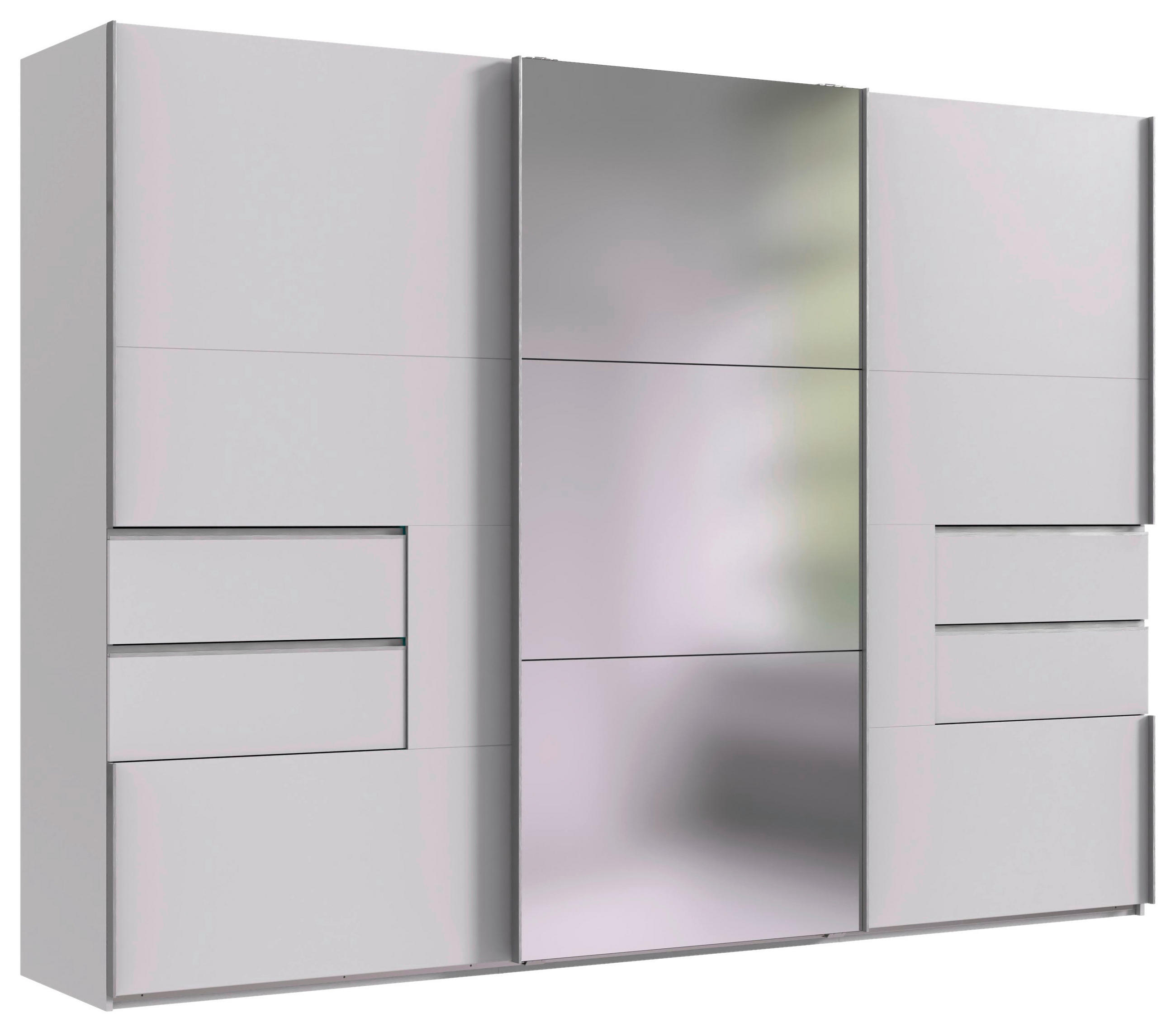 SCHWEBETÜRENSCHRANK 3-türig Weiß  - Alufarben/Weiß, Design, Glas/Holzwerkstoff (300/216/65cm) - Stylife
