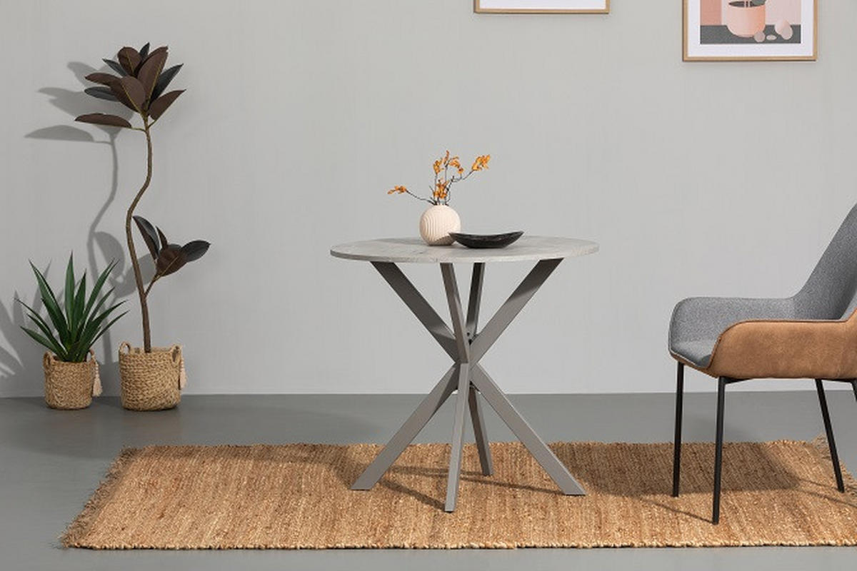 JÍDELNÍ STŮL, šedá, 80/80/75 cm - šedá, Moderní, kov/kompozitní dřevo (80/80/75cm) - MID.YOU